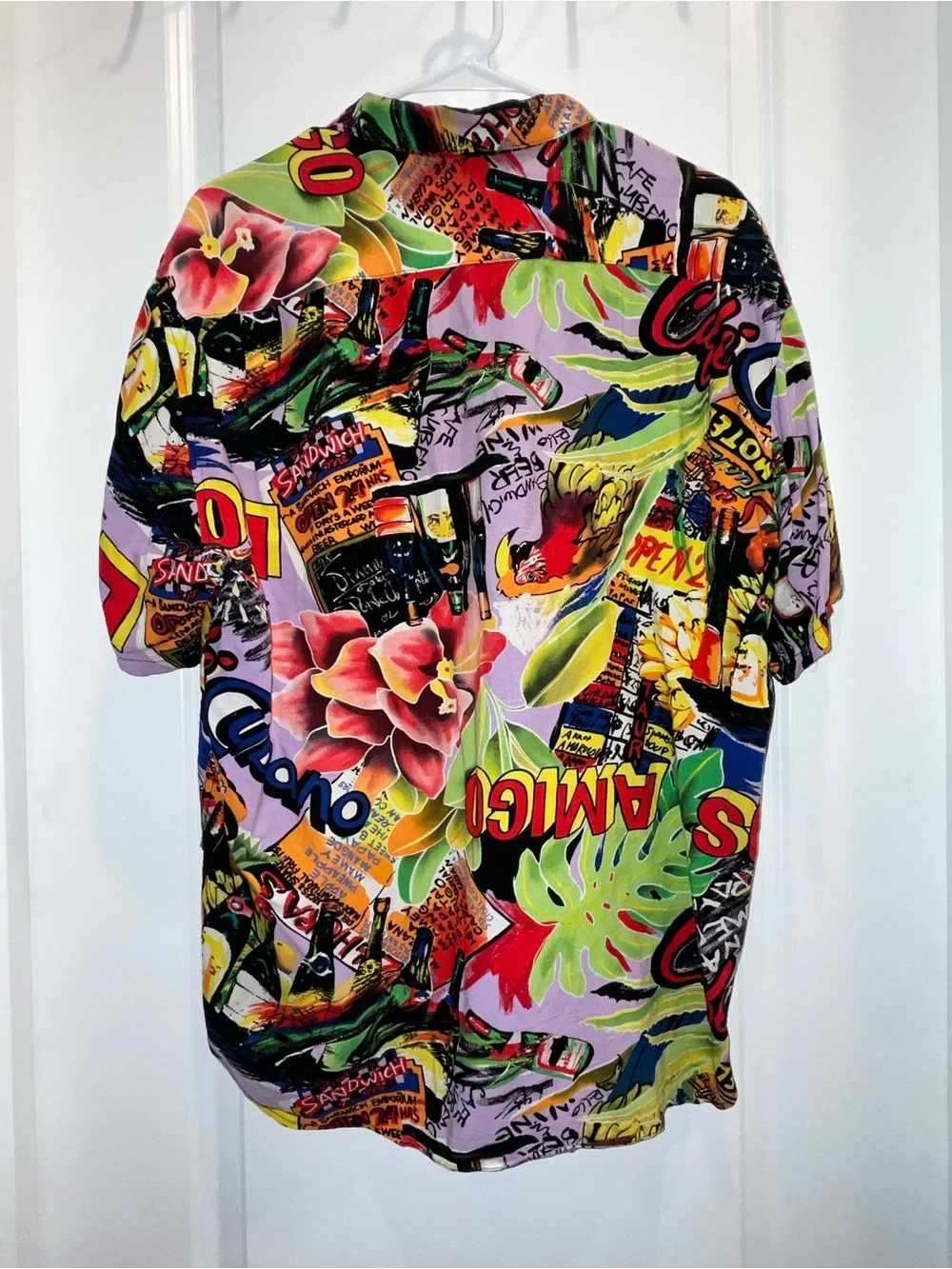 Jams World Vintage Cafe Food Wine Beer Amigo Cuba Hawaiian Shirt Mens L - Picture 3 of 3